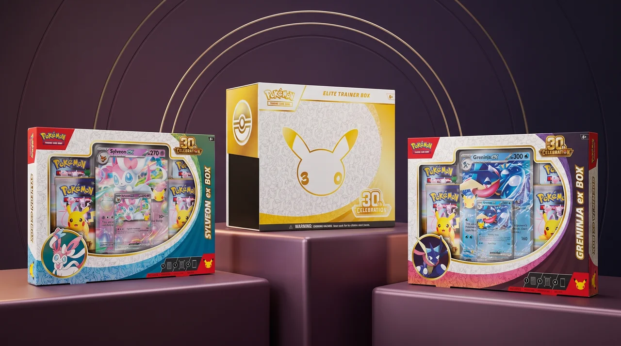 Pokémon 30th Celebration: Sylveon ex Box, Elite Trainer Box and Greninja ex Box